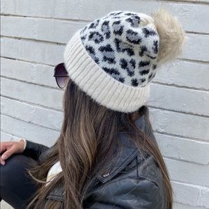 NEW Ivory Leopard Beanie